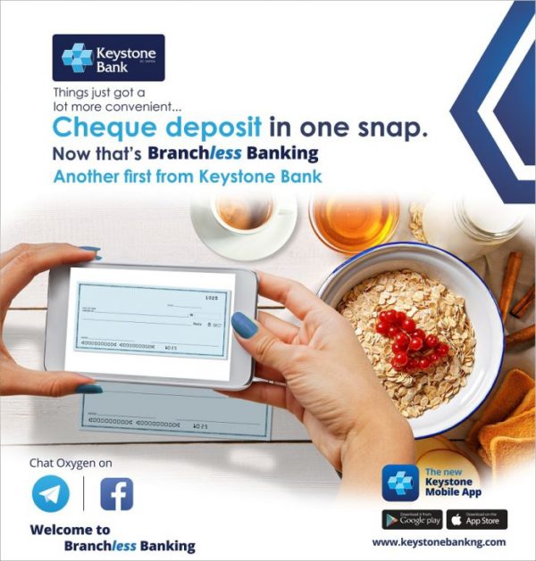 KEYSTONE BANK INTRODUCES FIRST ‘CHEQUE DEPOSIT’ IN MOBILE APP IN NIGERIA